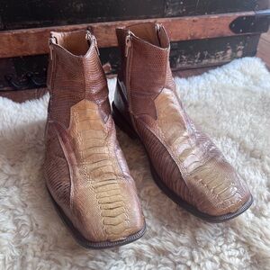 David Eden “West” Crocodile Ankle Boots Size 11